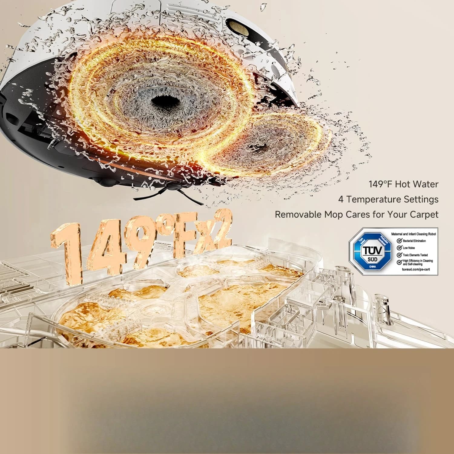 Robot Aspirapolvere e Lavapavimenti L40 Ultra con Svuotamento Automatico, Aspirazione 11000Pa, Base di Pulizia Automatica, Soluzione per Lavaggio Mop a 149°F