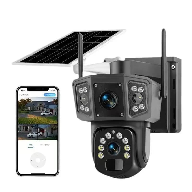 4MP V360pro/V380pro APP Doppia lente a colori Telecamera dome IP a energia solare AI Rilevazione umanoide Sicurezza domestica CCTV Baby Monitor