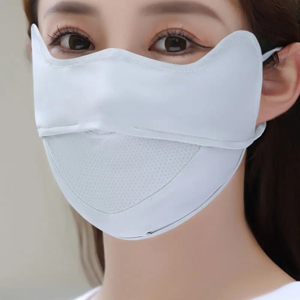 Summer UV Protection Ice Silk Face Scarf Mesh Solid Color Sunscreen Veil Face Scarves Face Mask Anti-uv Face Cover Outdoor