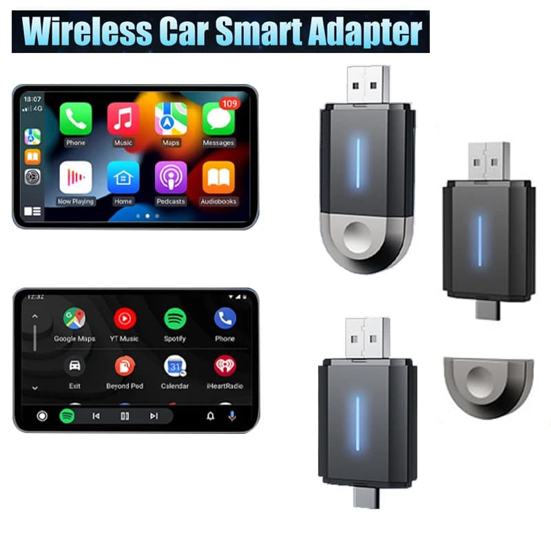 2024 NEW Wireless CarPlay Android Car Adapter Wireless Smart Mini Box Plug And Play WiFi Fast Connection for Auto OEM Wired