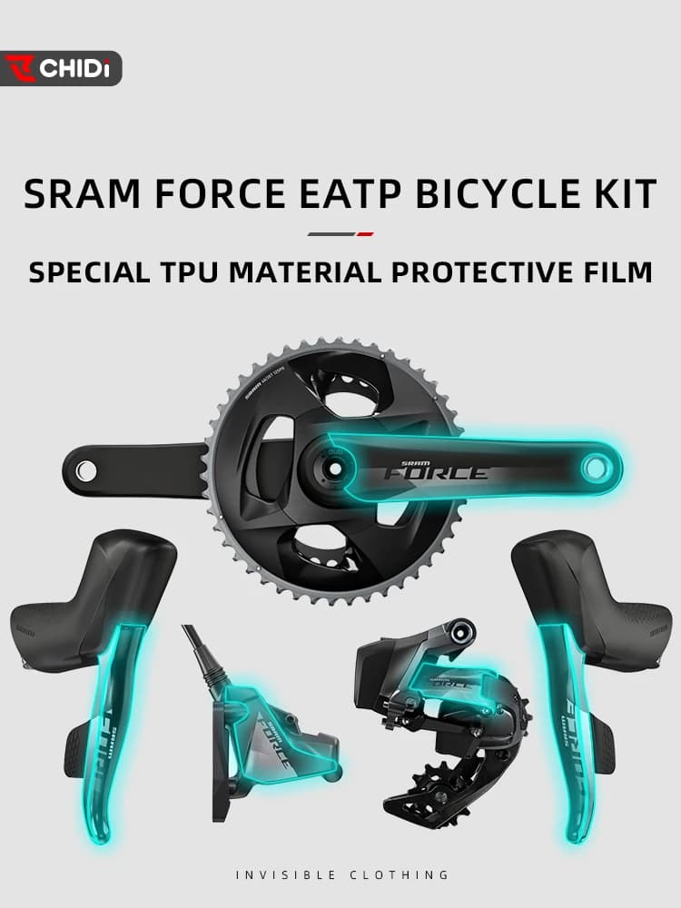 Utilizzato per SRAM FORCE EATP pellicola protettiva bici da strada mountain bike pellicola per disco manovella materiale TPU accessori di protezione trasparenti