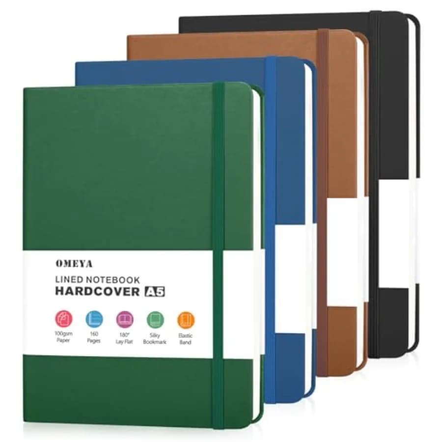 Lined Journal Notebooks for Work, 100gsm Thick Paper, 5.7"x 8.3", College Ruled A5 Notebook Bulk, Leather Journal for Writing,