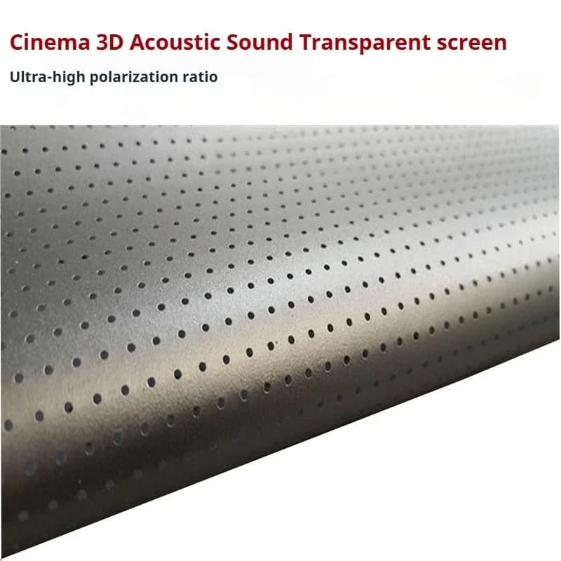 2026 Customized Acoustic Sound Transparent Projector Cinema Screen with 3D Silver Weaving Perforated Fabric for Home Theater