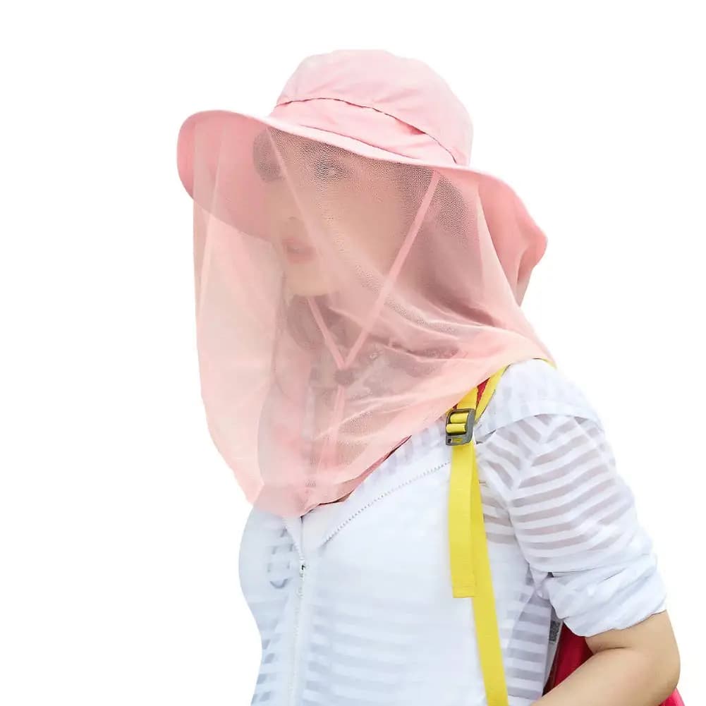Mosquito Head Net Hat, Safari Sun Hat with Veil Mesh Protection from Insect Fishing Hat Sun Protection Hat for Outdoors Bucket H