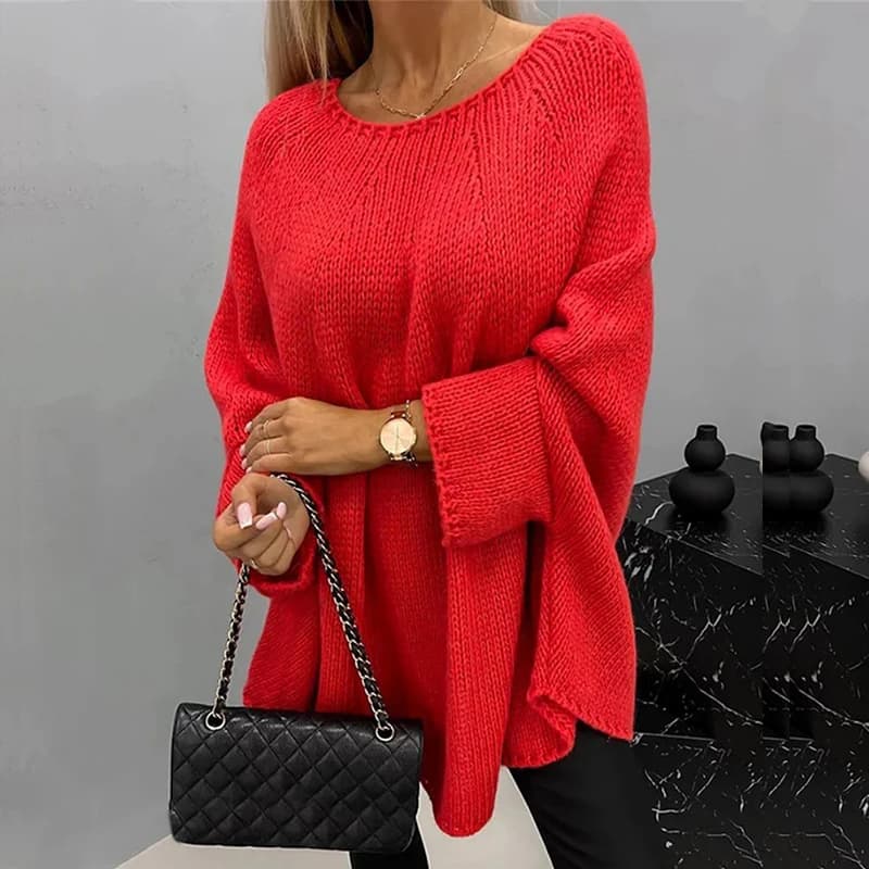 Maglione invernale a maniche lunghe con spessore irregolare Donna Autunno Office Girocollo Maglioni Moda Nuovo pullover allentato in maglia tinta unita