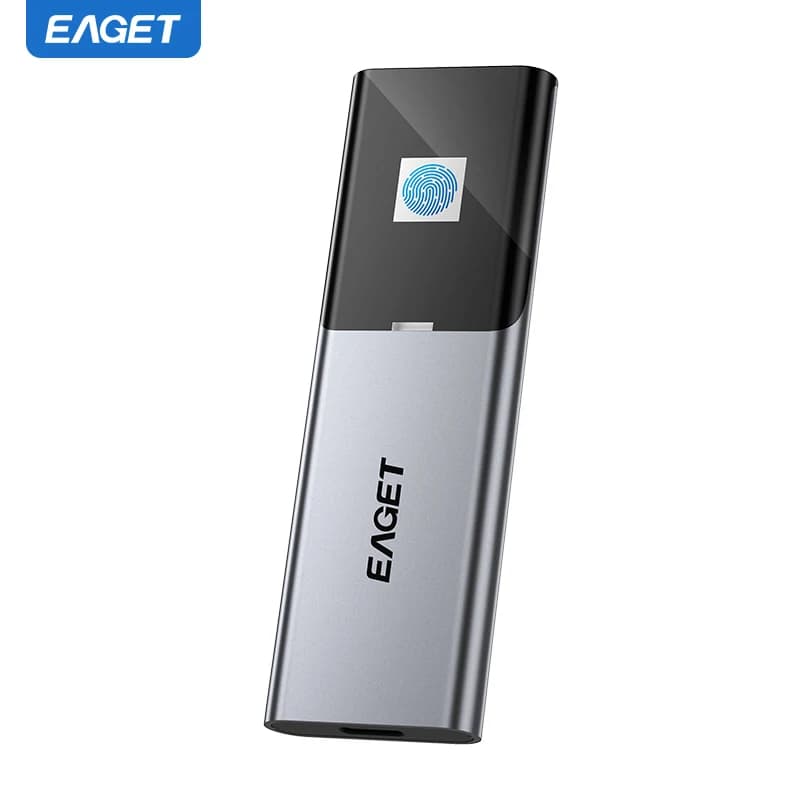 EAGET FM6 SSD Portatile con Sblocco Impronta Digitale, Type-C 1TB/2TB 5Gbps, Disco Rigido Esterno PSSD