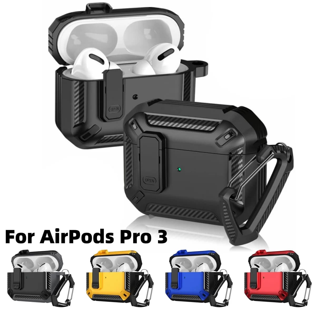 Custodia protettiva rigida militare per AirPods Pro 3 con kit di pulizia e portachiavi per Apple AirPods Pro 3a generazione