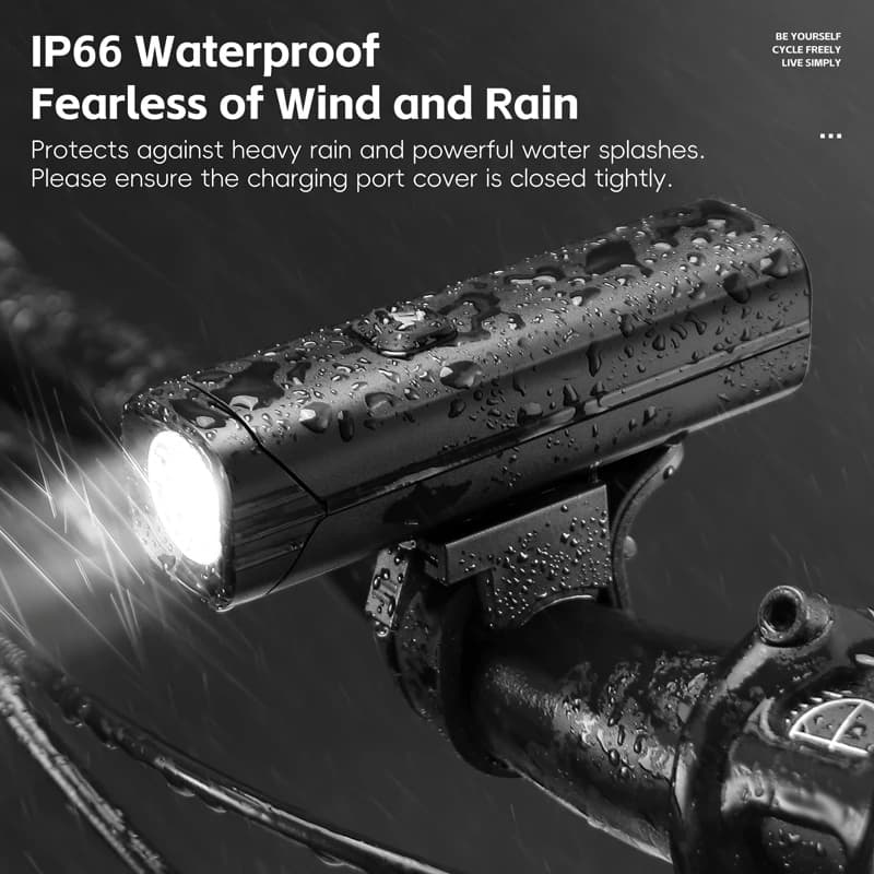 WEST BIKING Bicycle Front Light 400 Lumen Portable Cycling Headlight IP66 Waterproof Type-C Charging LED Flashlight Bike Lamp