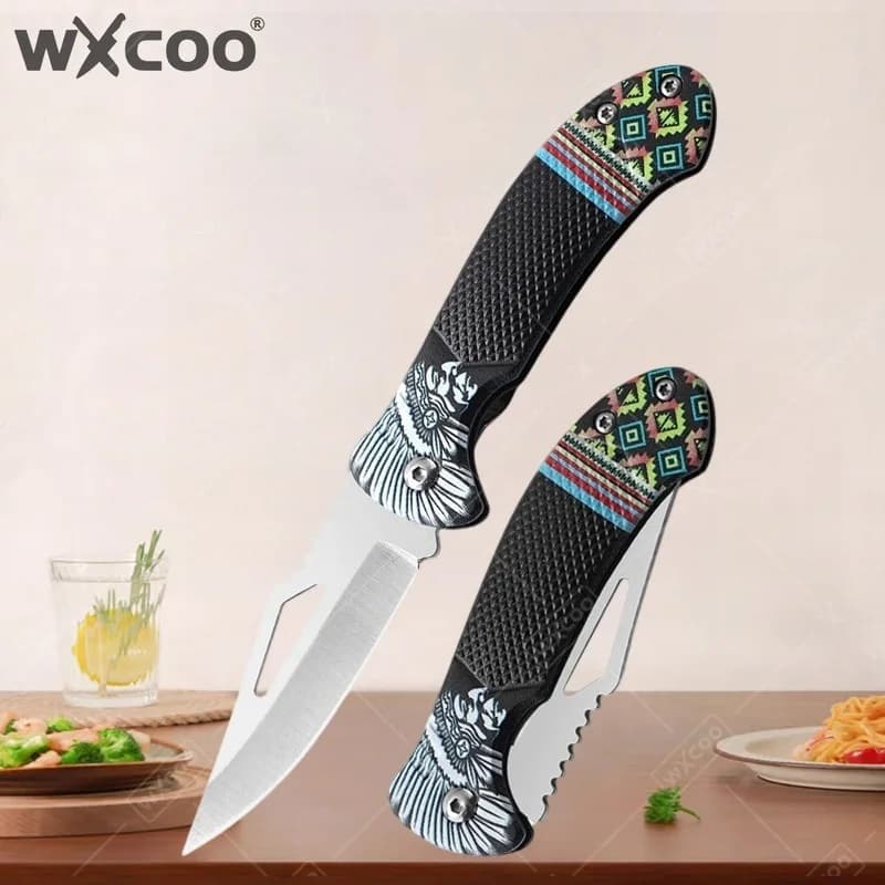 Coltello Pieghevole WXCOO in Acciaio Inox, Coltello Tascabile, Coltello per Verdure, Pelapatate, Accessori da Cucina, Mannaia per Carne