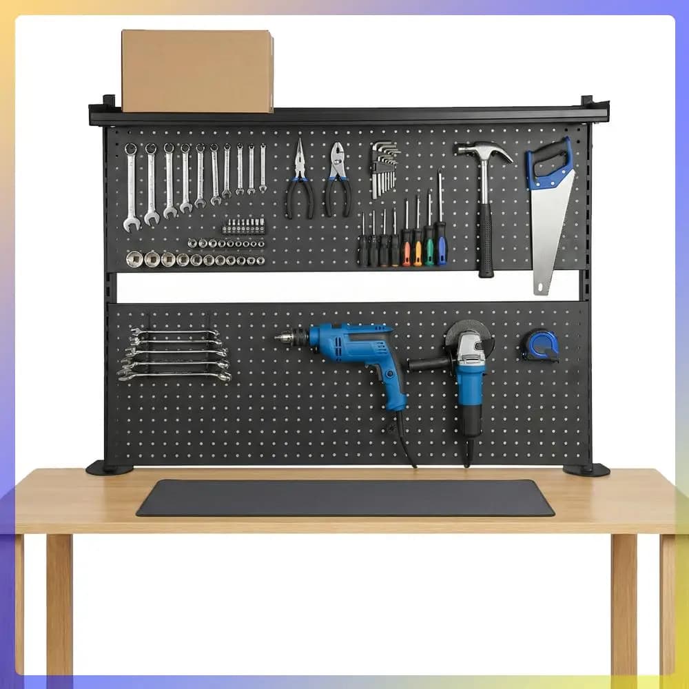 Forato Modular Panel with Monitor Supports, Computer Accessories, Desk Shelving System 51 X 34 Office Poles, Gaming Desk, Workbench