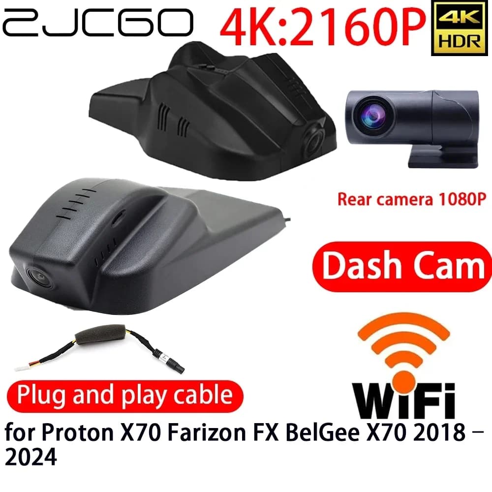ZJCGO Dash Cam DVR 4K with Wifi, Front and Back Camera, Monitor 24h for Proton X70 Farizon FX BelGee X70 2018–2024