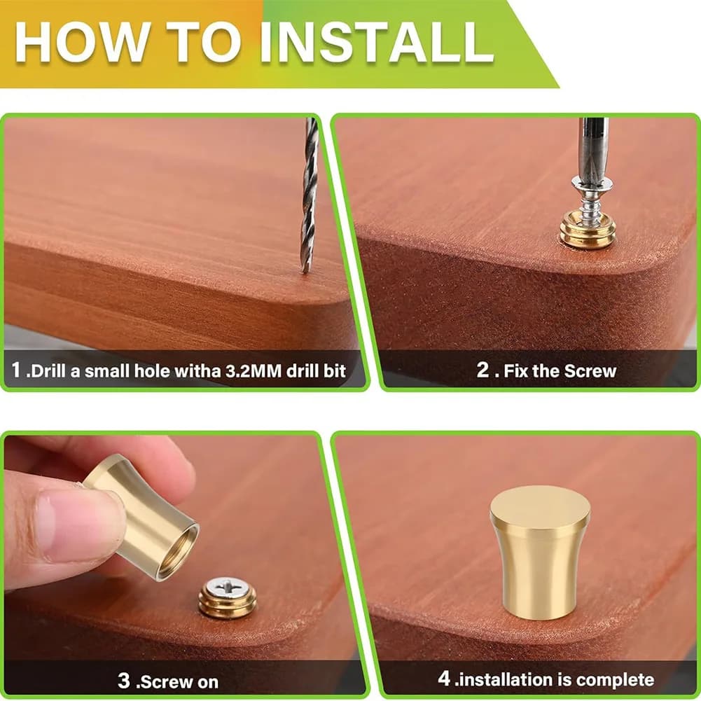 4pcs Brass Chopping Board Feet Non Skid Pads With Screws For Kitchen Cutting Board Stabilizers Anti Slip Furniture Accessories