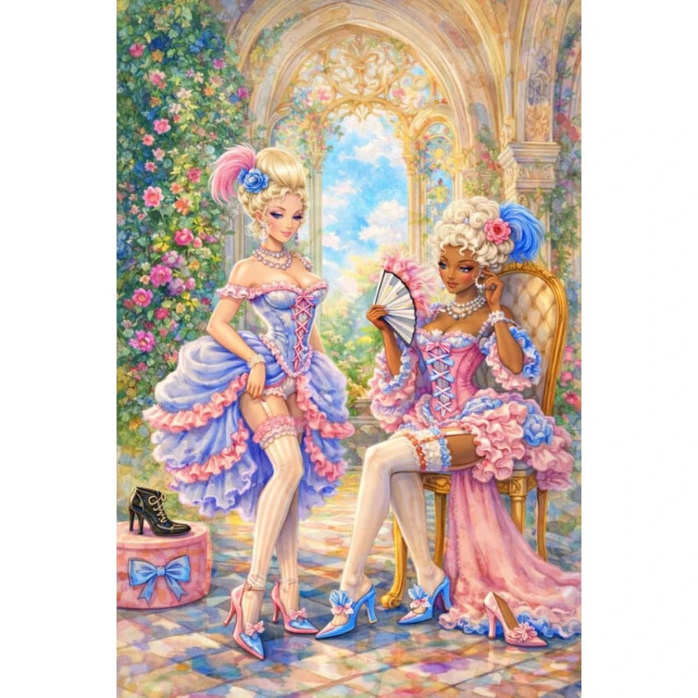 500/1000/1200/2000 PCS Jigsaw Puzzles Cartoon Beautiful Dress Figure Family Activity Games for Gameroom Bedroom Home Decor
