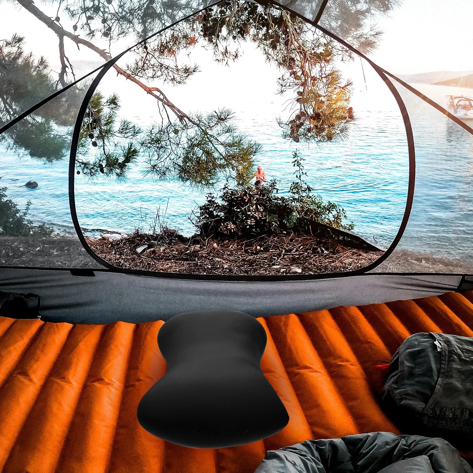 Cuscino da Collo Portatile Mini, Comodo Cuscino Ergonomico Resistente all'Usura, Accessorio da Campeggio per Esterni, Casa, Ufficio, Viaggi e Pisolini