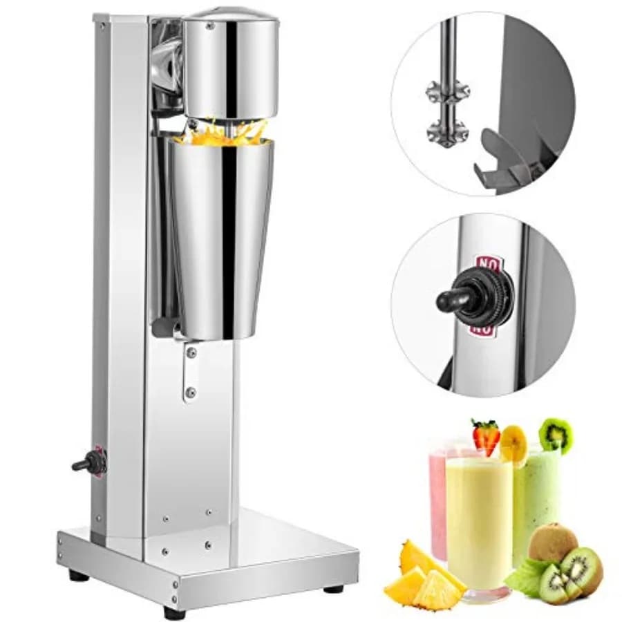 Kit per Milkshake, Frullatore Elettrico in Acciaio Inox, 180W, Mixer per Bevande, Frullatore Classico a Testa Singola con Contenitore da 800ml