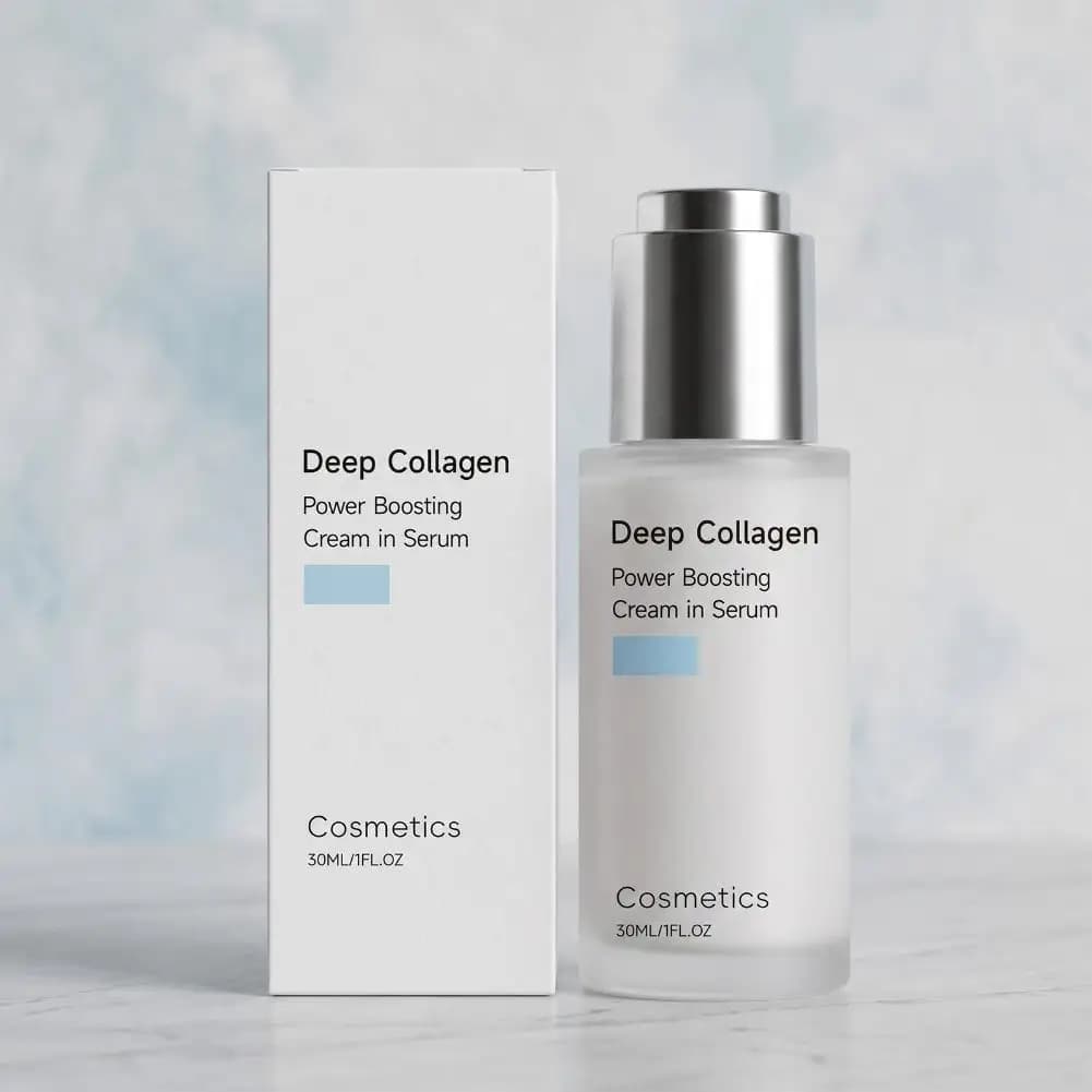 Deep Collagen Power Boosting Cream in Serum - Firm Sagging Skin and Smooth Fine Lines Korean Skincare Serum for All Skin Types