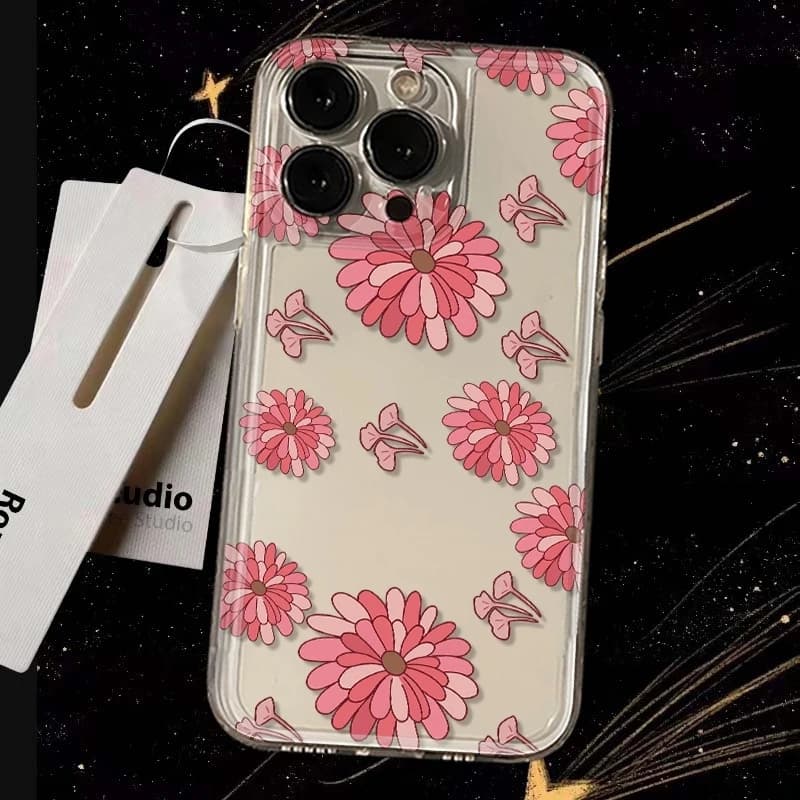 Custodia per telefono con motivo floreale per iPhone 17 Air 16E 16 15 14 11 Pro Max Plus 13 12 Mini 8 7, cover trasparente antiurto morbida