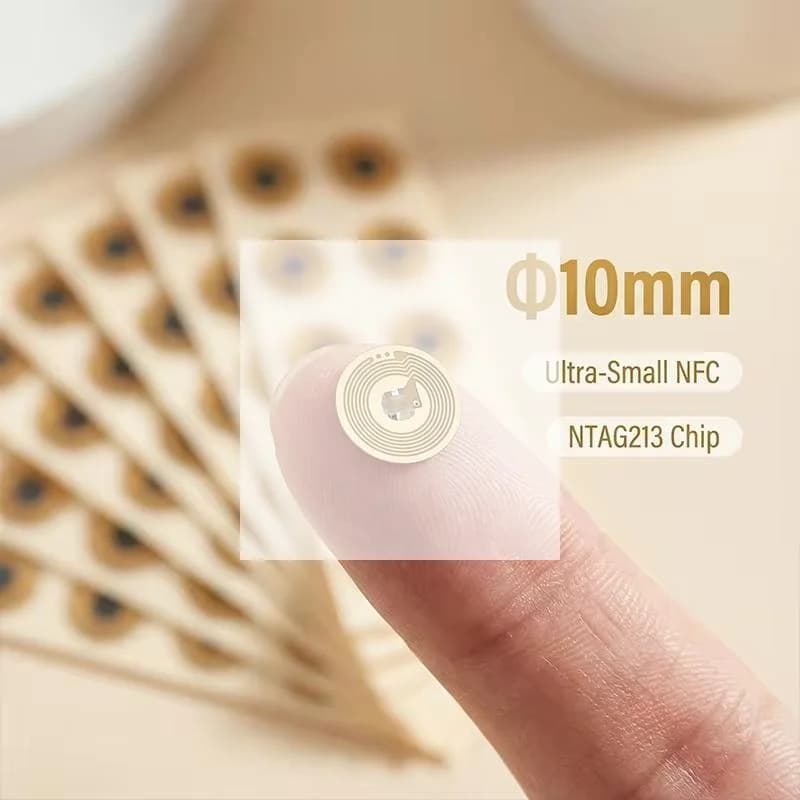 10 Pezzi Tag RFID NFC FPC da 10mm di Diametro per Alta Temperatura, Mini Schede NXP NFC213 13.56MHz Anti-Contraffazione Anti-Metallo, Scheda RF Passiva