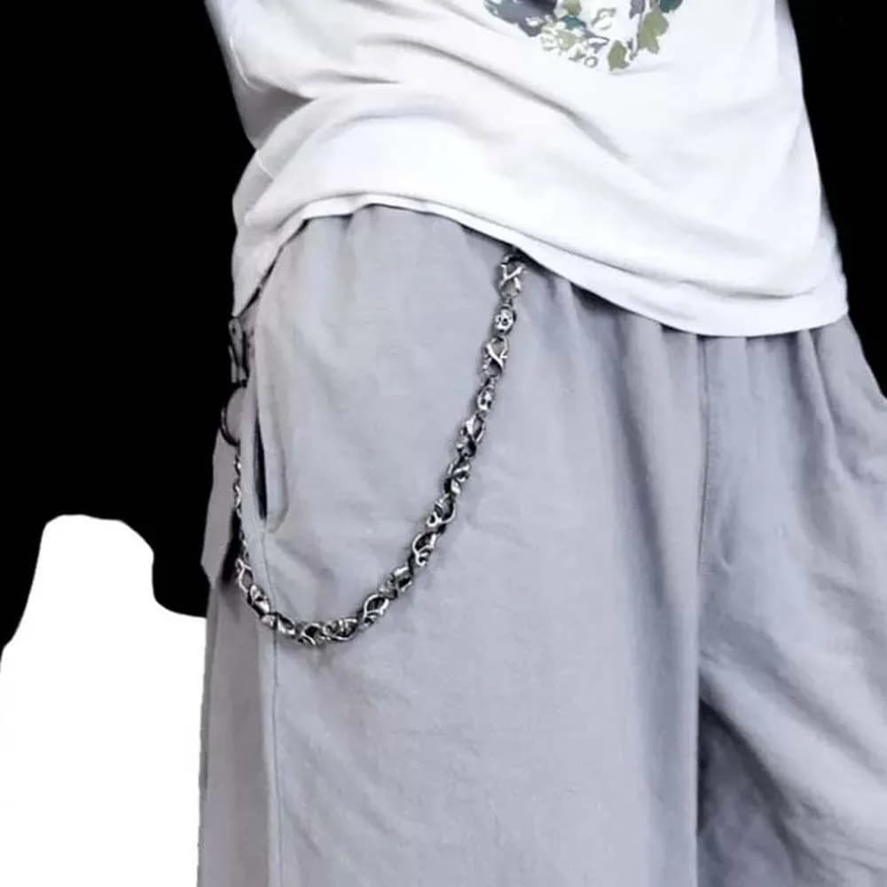 Moda Cool Skull Pantaloni Catena Y2K Jeans da uomo regolabili Catena Accessori per gioielli Hip-hop Punk Lega Vita Decor Uomo