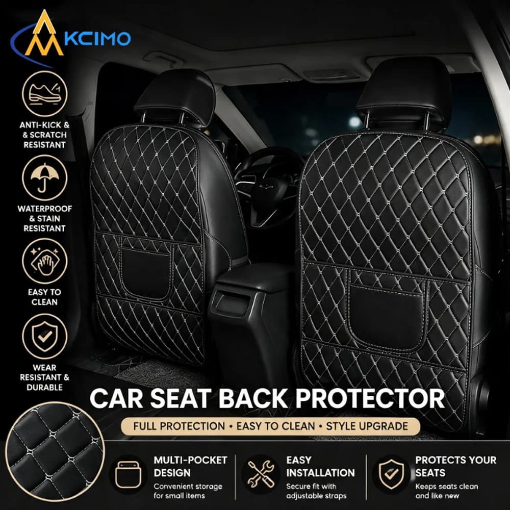 PU Leather Auto Seat Back Protector Pad Wear Resistant Anti-Kick Mat Easy To Wipe Clean Back Seat Cover For Families With Kids