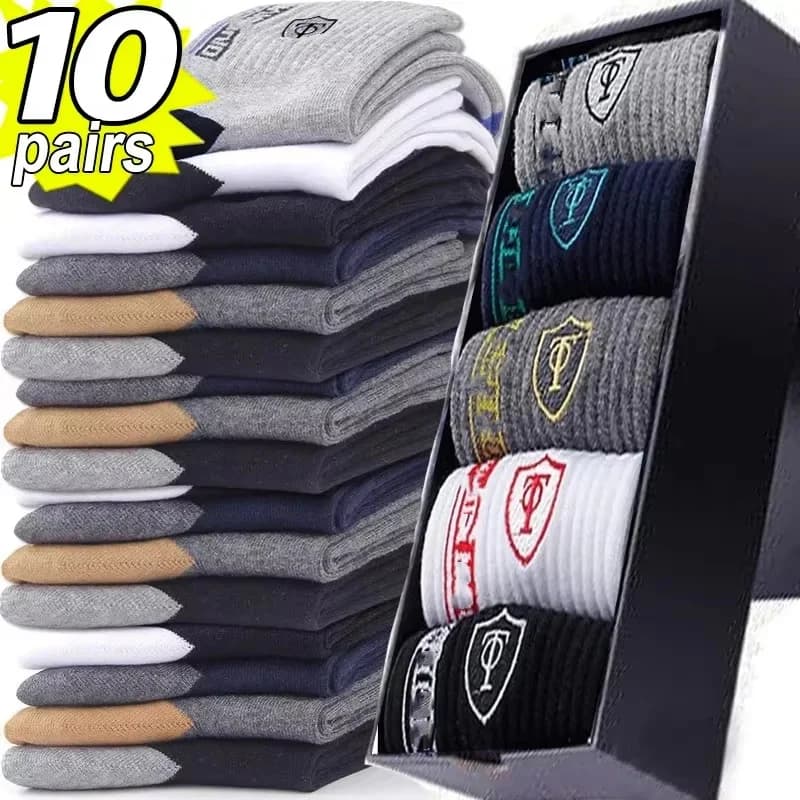 10 pairs of breathable cotton sports socks for men in bamboo fiber autumn and winter socks for men absorption sweat deodorant business Sox