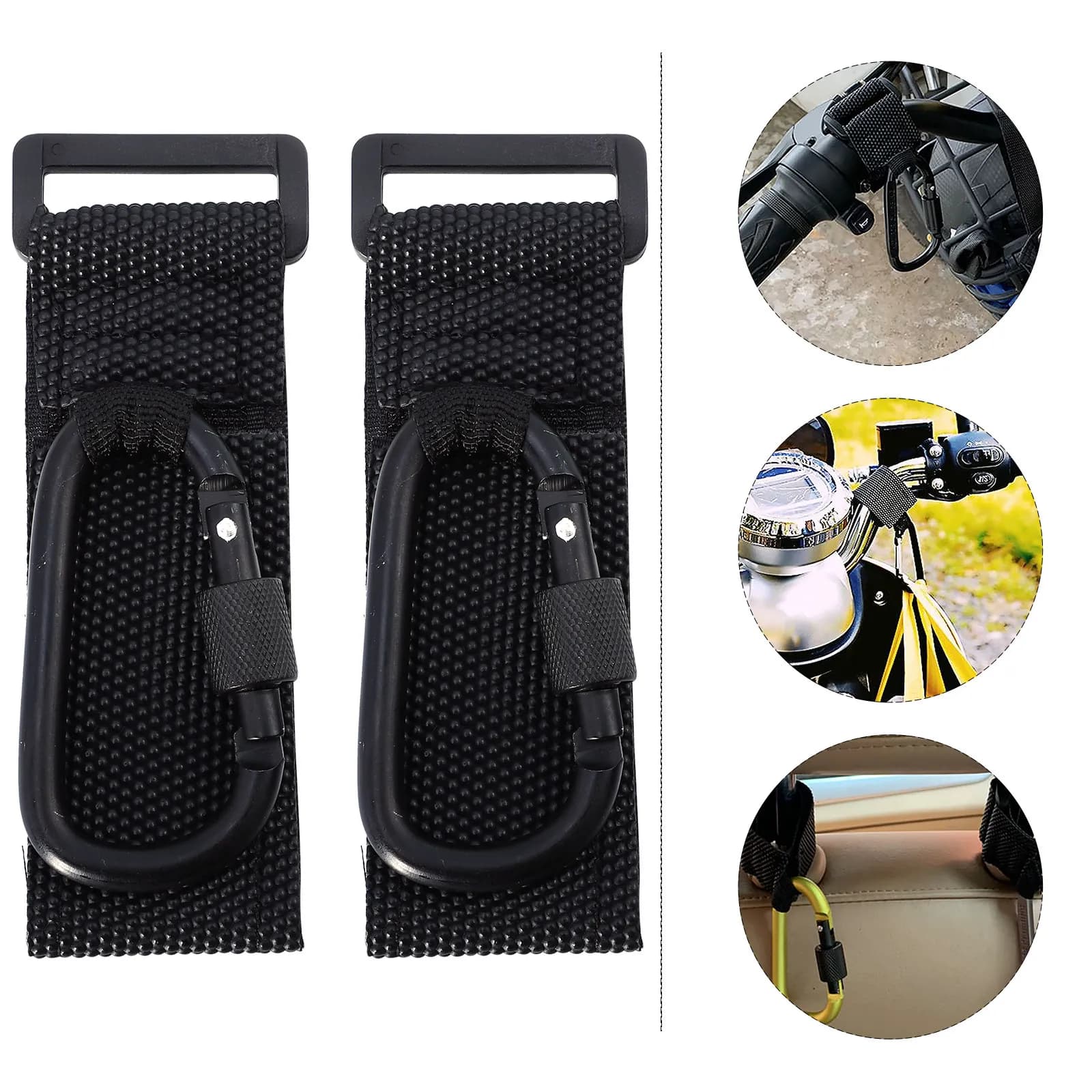 2 Pezzi Ganci Antiscivolo per Bici Elettrica, Clip Girevoli per Passeggino, Supporti per Borsa, Organizzatore per Pannolini, Carrello della Spesa