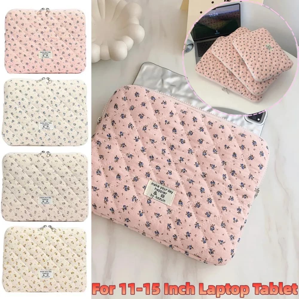 Custodia protettiva per laptop trapuntata con stampa floreale Custodia protettiva per notebook per pochette da donna per tablet portatile da 11/14/15 pollici