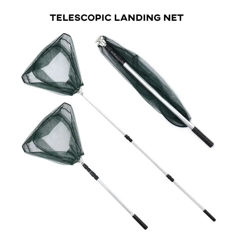 Rete da pesca con atterraggio retrattile Rete da pesca telescopica in lega di alluminio da 190 cm Pieghevole in rete di mare Brail per la pesca a mosca alla carpa