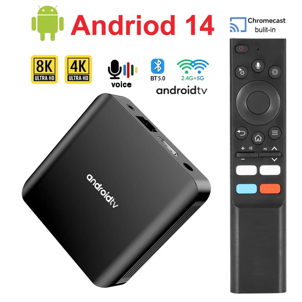TV Box Android 14 8K TV98 ATV Plus Allwinner H313 Quad Core 5G Dual Wifi BT5.0 Supporto Lettore di controllo vocale intelligente Set top box 4K