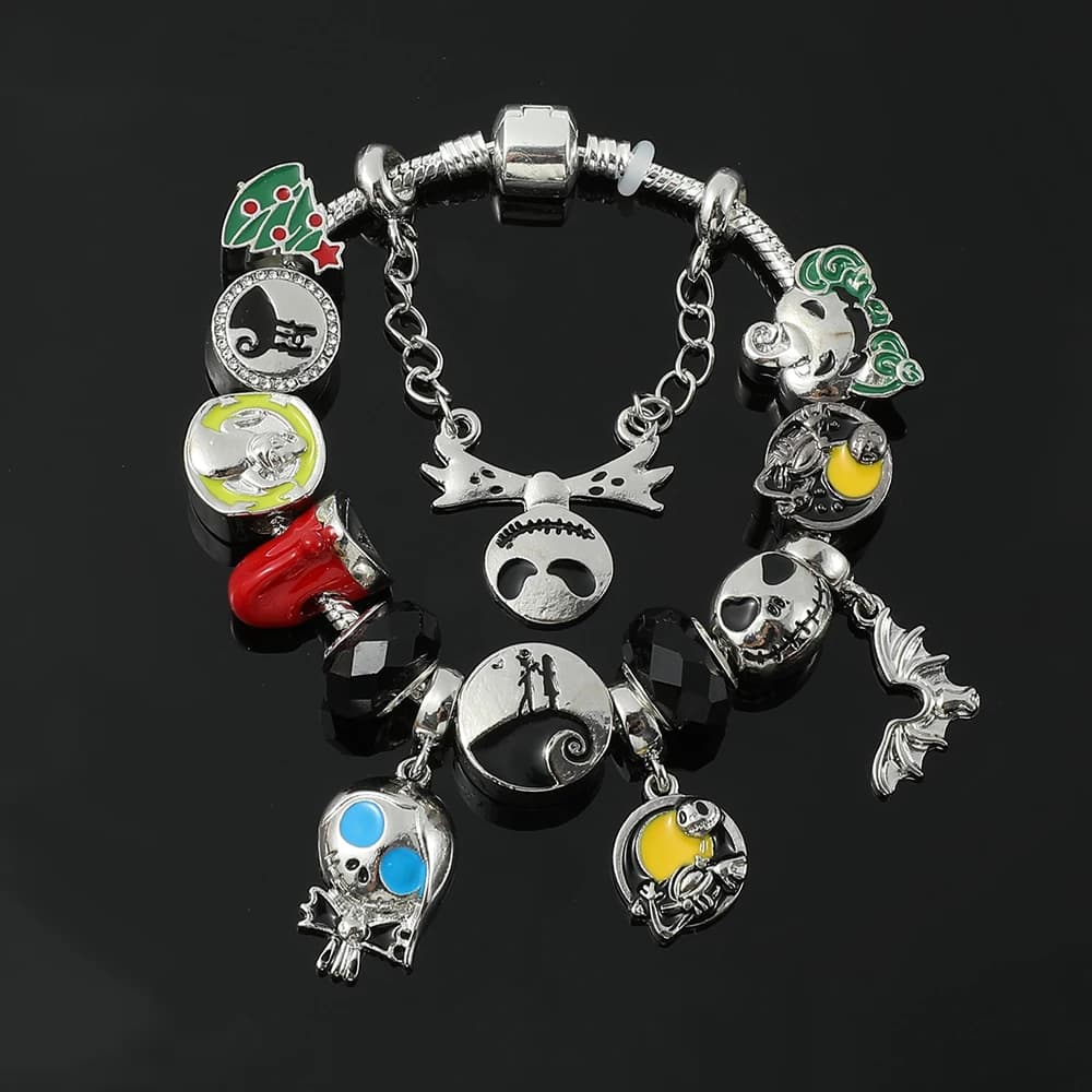 Disney The Nightmare Before Christmas Charms bracciali Cute Jack Skellington ciondolo Bangle Beads bracciale per gioielli da donna