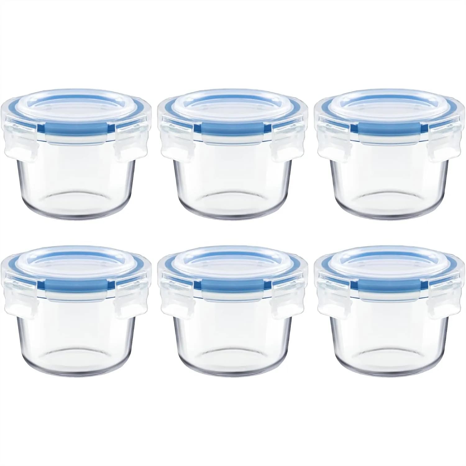 Set di 6 Piccoli Barattoli in Vetro con Coperchi Ermetici, Contenitori in Vetro Spesso da 200 ml per Preparazione Pasti, Snack, Avanzi