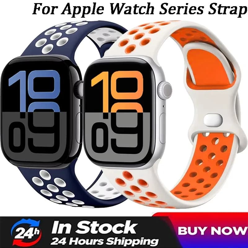 Cinturino in silicone morbido per Apple Watch Ultra/2 49mm 10 46mm 42mm cinturino traspirante iWatch 9 8 7 6 5 4 SE 45mm 44mm 41mm 40mm