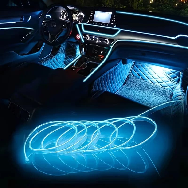 2M Car Interior Led Decorative Lamp EL Wiring Neon Strip For Auto DIY Flexible Ambient Light USB Cigar Atmosphere Diode
