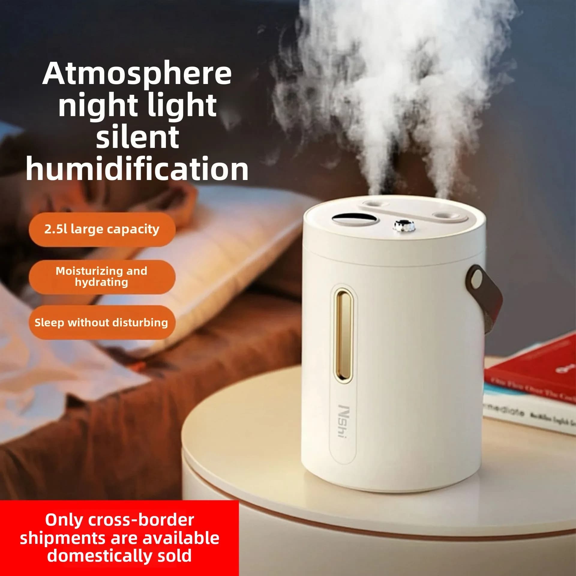 Umidificatore transfrontaliero 2025 nuovo modello con nebbia regolabile, lampada d'atmosfera, grande spruzzo per la camera da letto di casa piccola famiglia