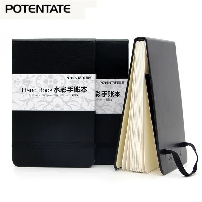 potentateA5/A6 Watercolor Notebook 300g/m 24Sheets Travel Hand Painting Notebook for Water Color Diary Student Art Supplies