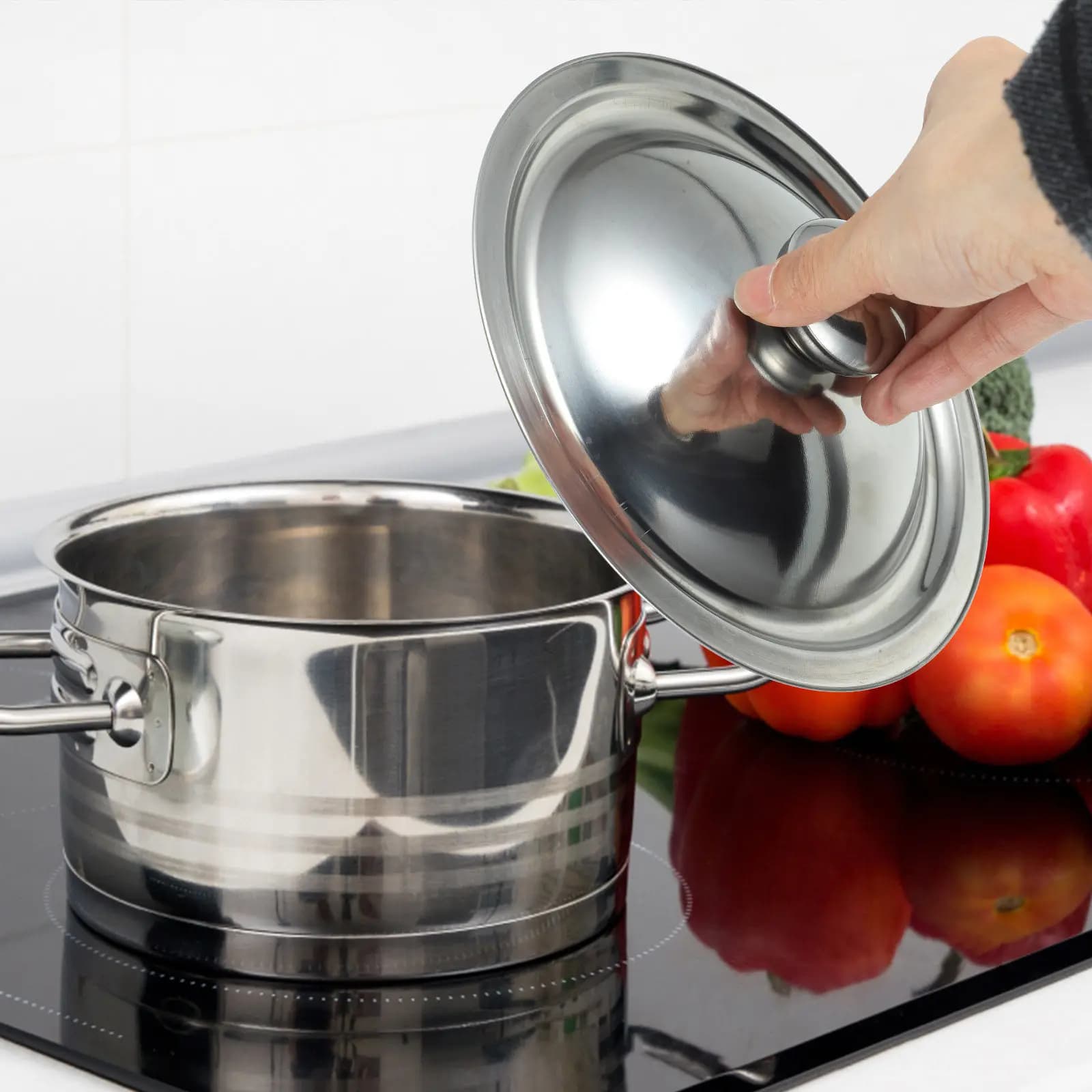 Stainless Steel Pan Lid Multipurpose Universal Frying Pan Cover Skillet Replacement Oil Pot Seasoning Pot Lid Kitchen Supplies