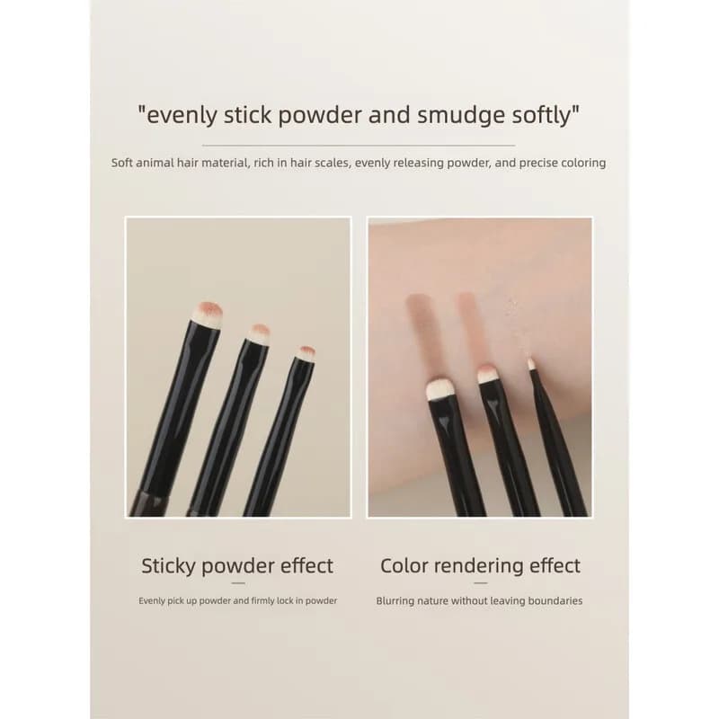 Moji L15 Pennello per ombretto a denti anteriori, testa piatta, sotto gli occhi, pennello per piccoli dettagli, pennello per trucco schiarente per occhi e viso