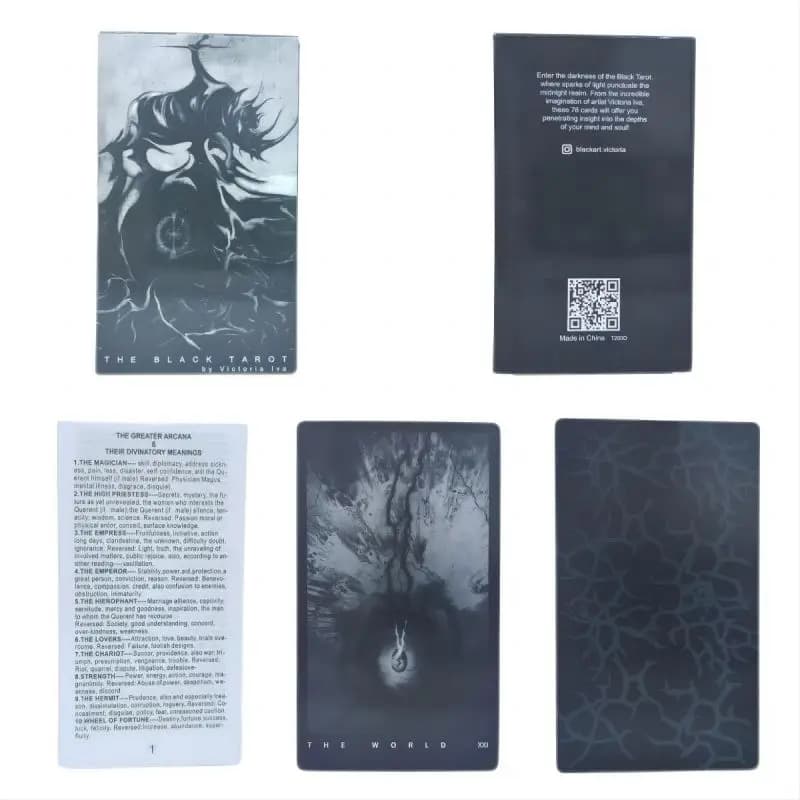 12x7 cm The Black Tarot Cards Divination Deck Versioni inglesi Edizione Oracle Gioco da tavolo per la festa