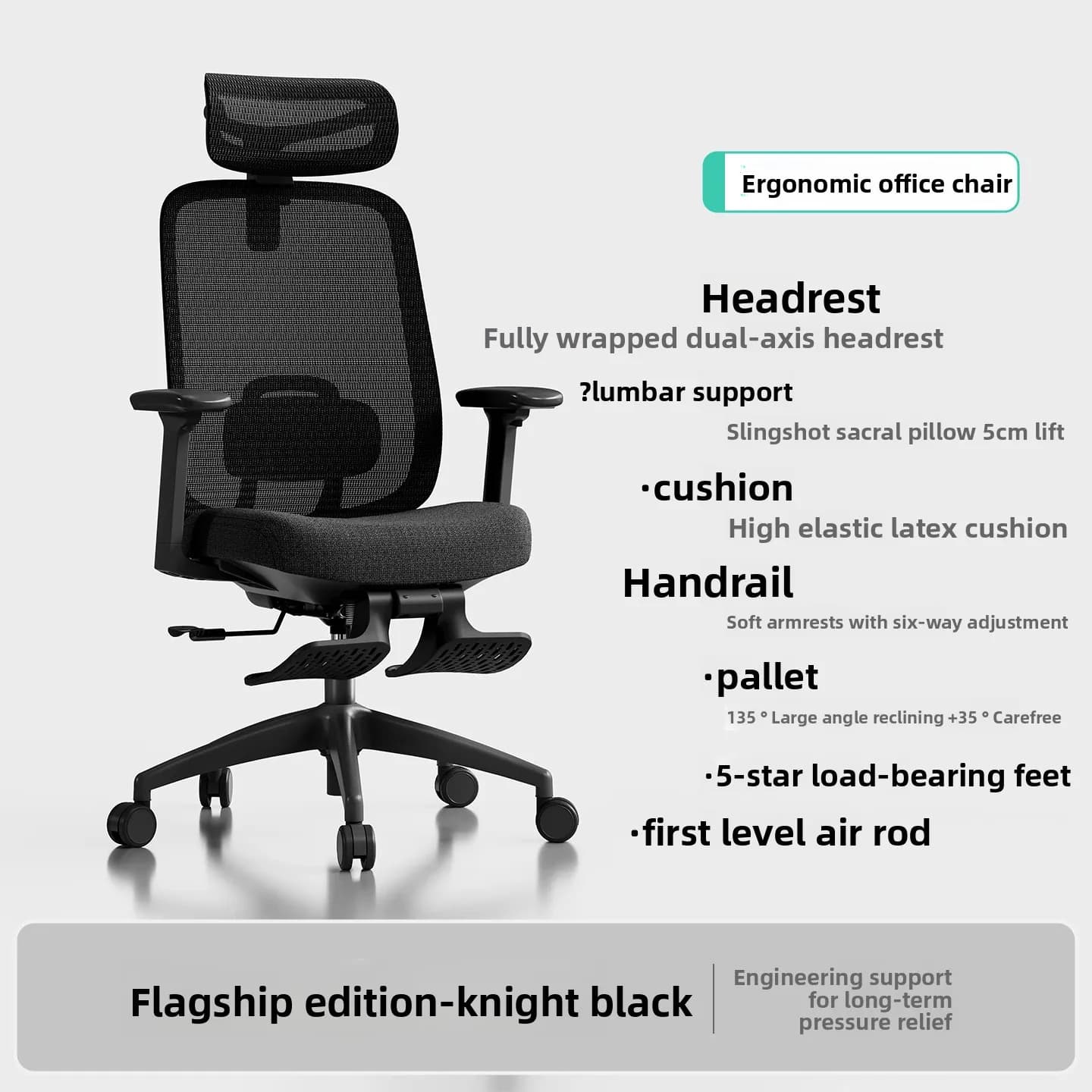 Sedia ergonomica reclinabile per ufficio, gaming ed e-sport, ideale per lavori sedentari e ingegneria.