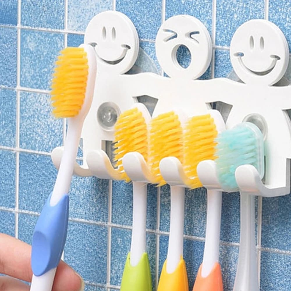 1 PC portaspazzolino a parete ventosa 5 simpatico portaspazzolino sorriso cartone animato