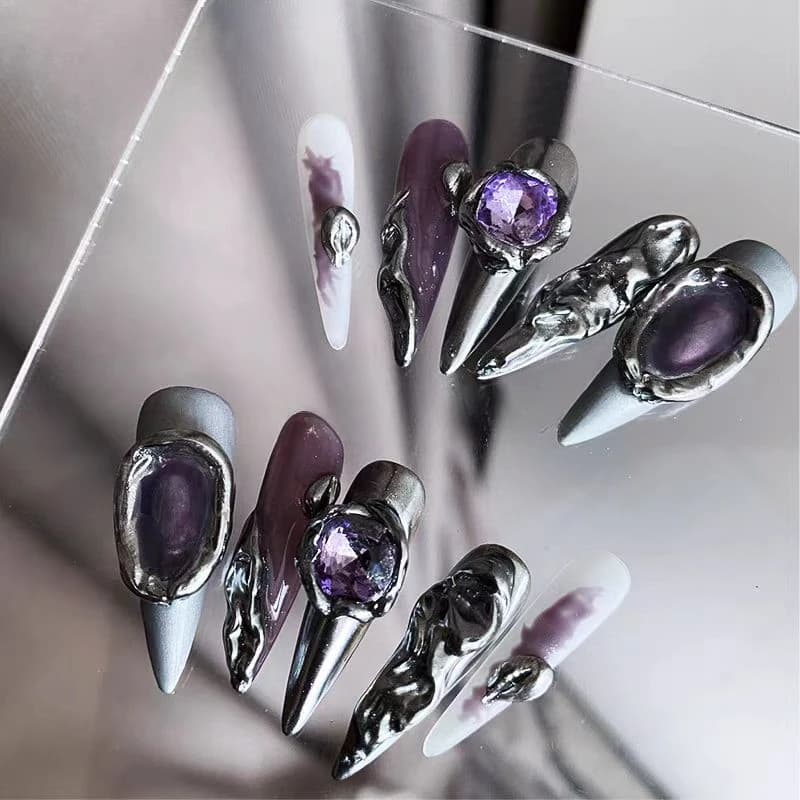 [Dolce e fresco Punk scuro] Y2K Spice Girl personalizzato puramente fatto a mano Design originale Unghie artistiche Stampa finta sulle unghie