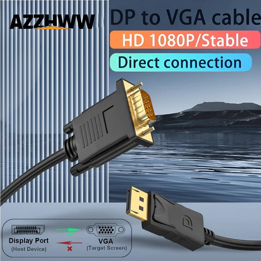 Cavo DisplayPort a VGA Porta Display da 1,8 M Convertitore DP a VGA Adattatore da maschio a maschio 1080P per proiettore monitor desktop portatile