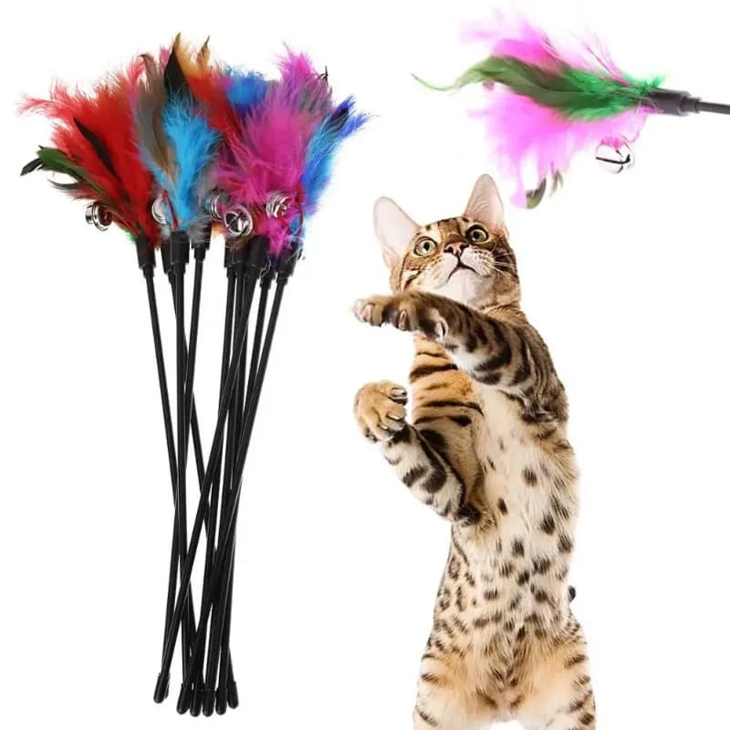 1Pcs Cat Feather Toys Funny Bell Rod Toys for Cat Kitten Playing Interactive Toy Cats Feather Interactive Stick Toy Pet Supplies