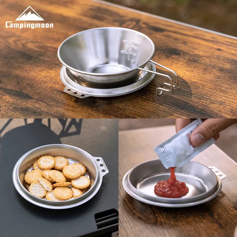 CAMPINGMOON S-SD Stainless Steel Deep Bowl Reinforced with Open Kitchen Cover