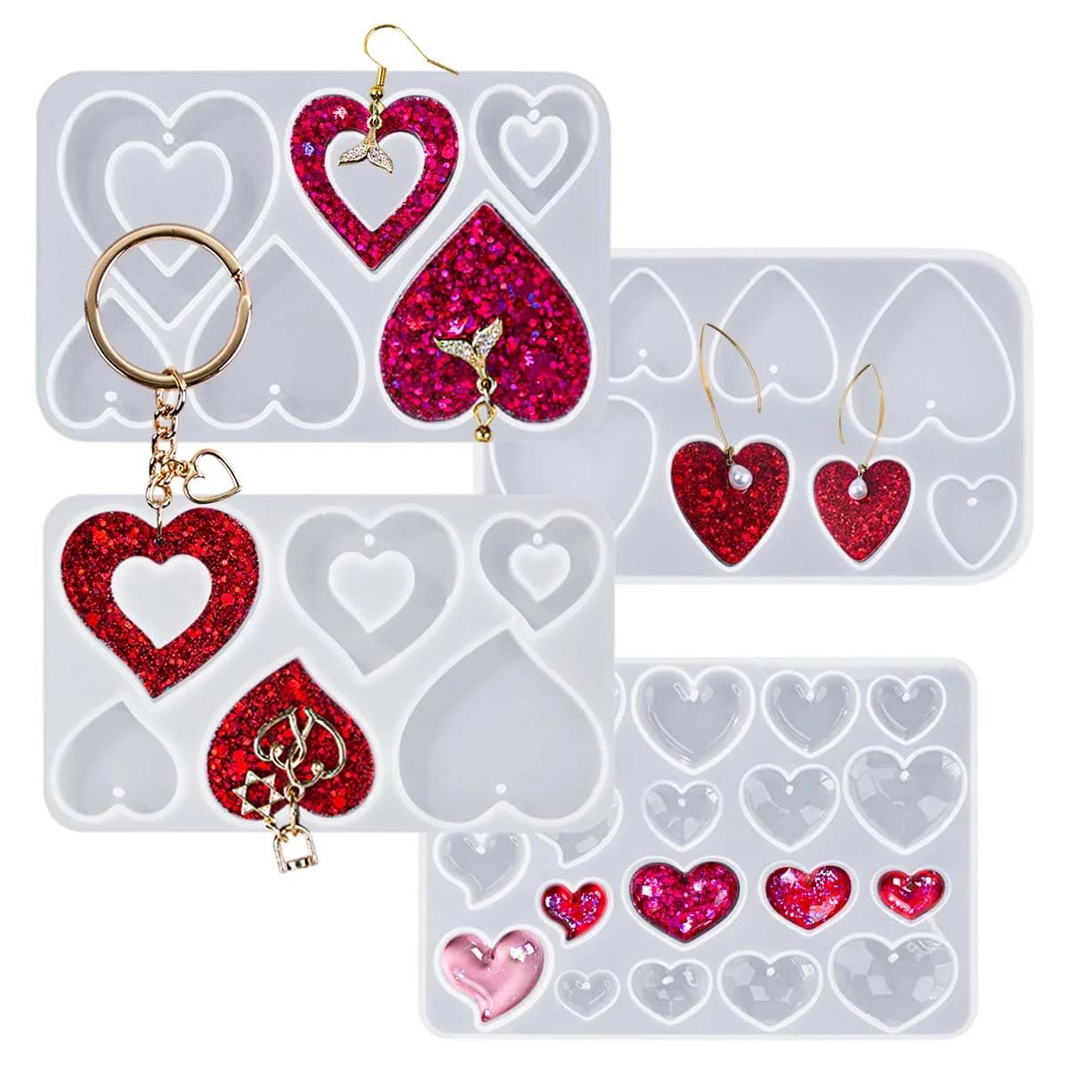 Heart Shape Earring Pendant Silicone Mold DIY Love Series Keychain Epoxy Resin Mold Valentine's Day Jewelry Making Accessories