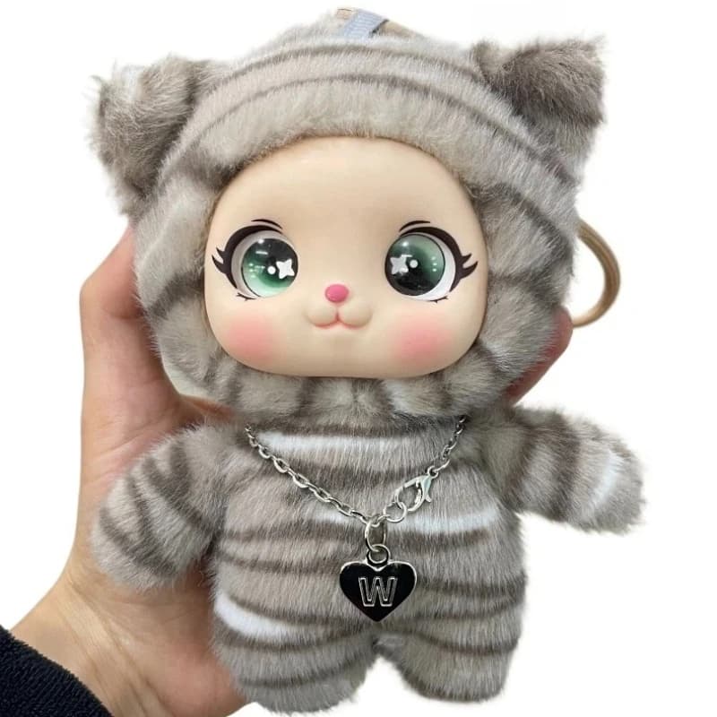 Nuovo Ciondolo Peluche Gatto Carino in Vinile, Portachiavi Peluche Gatto Kawaii, Charm per Zaino, Decorazione per la Casa per Adulti, Ciondolo Imbottito
