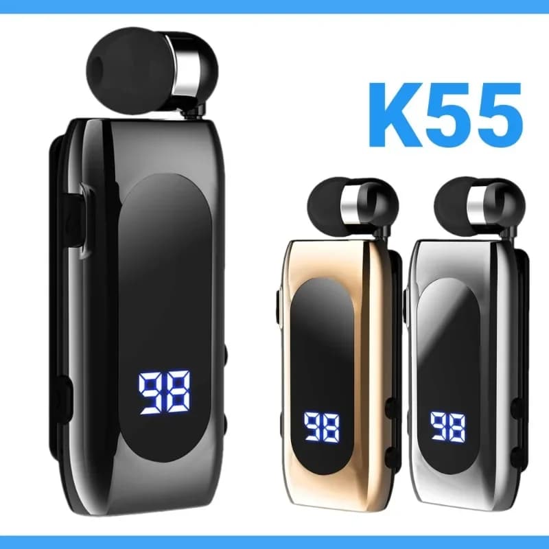 K55 Lavalier Auricolare wireless Bluetooth 5.0 Auricolare in Lotus Bussiness Cuffia Auricolare Carica rapida Display della potenza delle vibrazioni