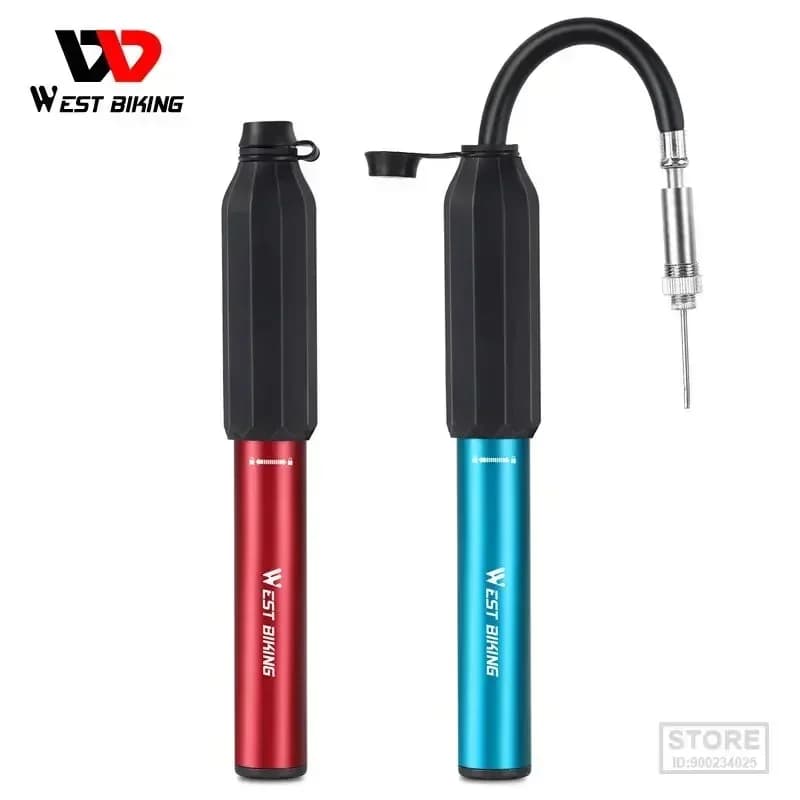 WEST BIKING Pompa d'aria per bicicletta a 3 colori Gonfiatore per pneumatici portatile Tubo di prolunga Schrader Presta Compressore d'aria manuale MTB Bici da strada
