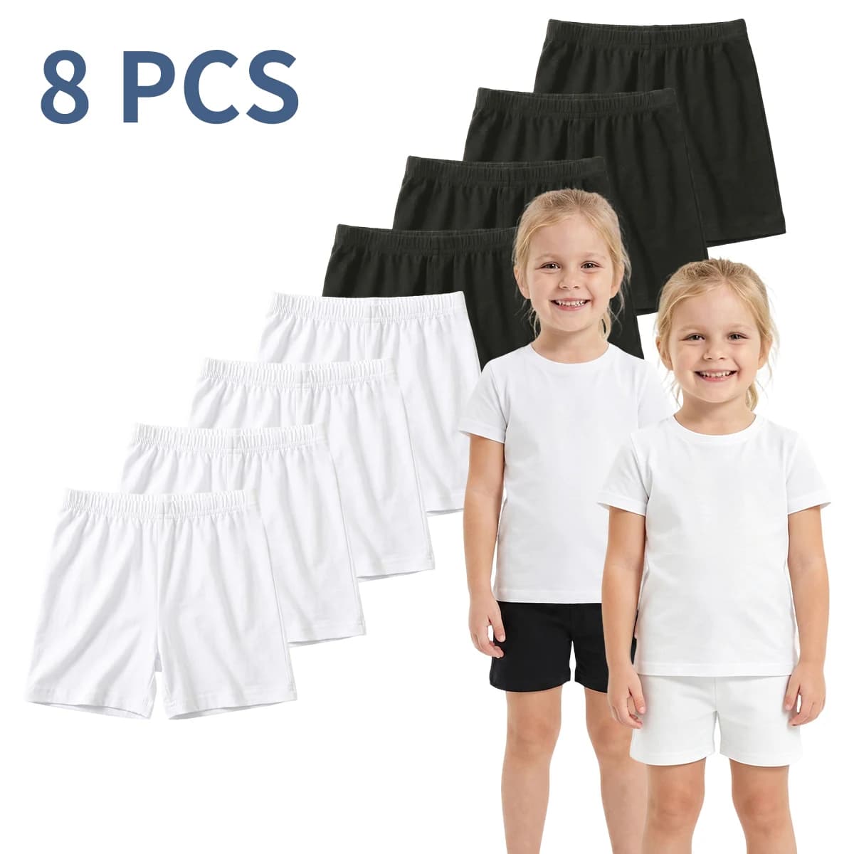 Set di 8 Pantaloncini di Sicurezza Anti-Trasparenza per Bambine - Lunghezza 3/4 per Bambini, Neonati e Ragazzi, Comfort per Tutte le Stagioni ​