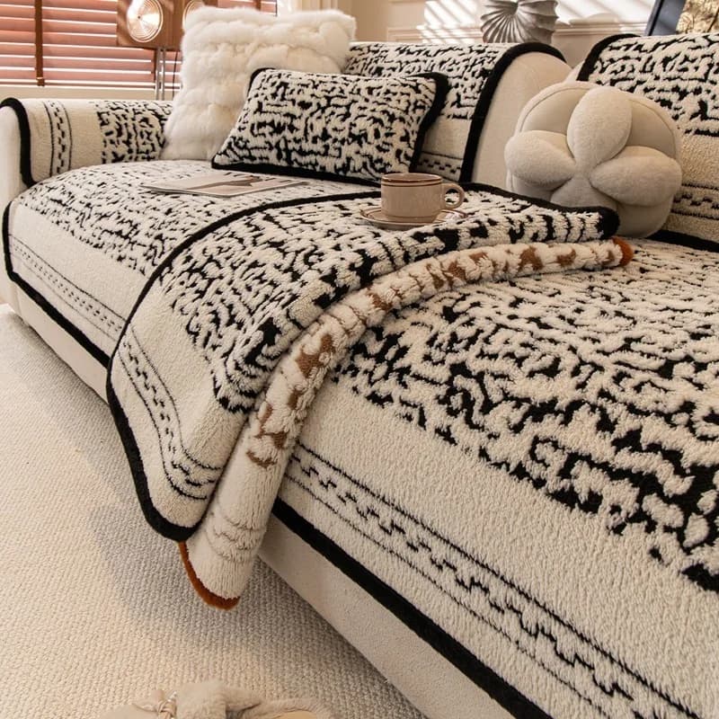 Non-Slip Velvet Fleece Sofa Cushion Pad Thickened Dust-Proof Sectional Sofa Armrest & Backrest Cover Balcony Tatami Cushions